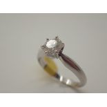 18ct white gold diamond solitaire ring,