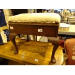 Mahogany piano stool with lifting lid H: