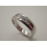 Gents 14ct white gold and diamond ring a
