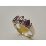 9ct gold marquise cut ruby and diamond r