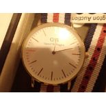 New boxed Daniel Wellington wristwatch rose gold on a fabric strap