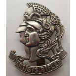 WWI White metal Artists Rifles cap badge