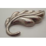 Large 925 silver leaf brooch 14g L:7cm