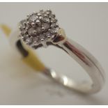 9ct white gold diamond cluster ring RRP £300 size M