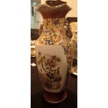 Japanese china vase decorated with Oriental pheasants and chrysanthemums H: 35 cm