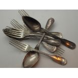 Six Christofle hallmarked 1884 forks and three spoons