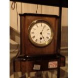 Edwardian ebonised satinwood mantel clock ( pendulum and key in office )