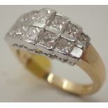 18ct gold 2ct fourteen stone princess cut diamond half eternity ring size P/Q RRP £8000