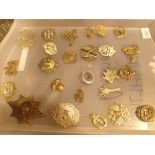 Twenty five military cap badges