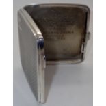 Hallmarked silver cigarette card case with 1926 inscription for St Matthews church Birkenhead 96g