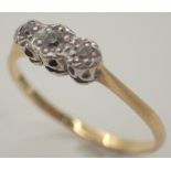 18ct yellow gold and platinum diamond set ring size P