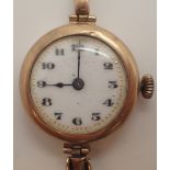 9ct gold ladies early 20thC wristwatch