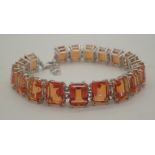 925 silver fancy large orange stone bracelet