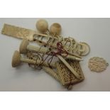 Various Japanese carved antique ivory puzzles