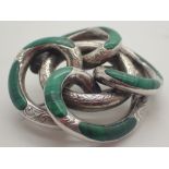 Presumed silver and malachite pin brooch H: 50 mm