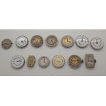 Collection of unmarked ladies vintage watch movements