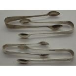 Four hallmarked silver tongs,