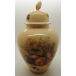 Aynsley large fruits lidded Orchard Gold jar H: 25 cm