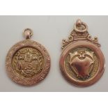 Two 9ct gold fobs for North Staffs Infirmary Cups 1926/1929 12.