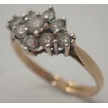 9ct gold ring set with nine white stones Size N/O