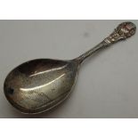 Hallmarked silver tea caddy spoon with Scottish thistle design assay Birmingham