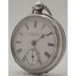 Hallmarked silver open face key wind pocket watch Roman numeral chapter ring and secondary seconds
