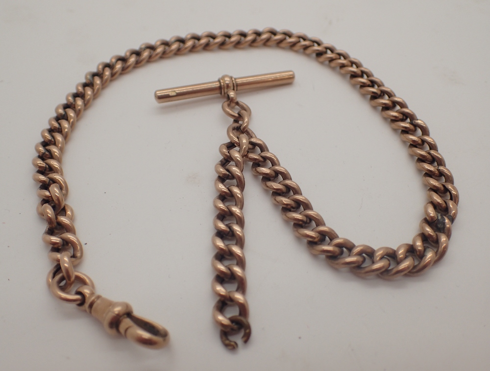 9ct gold single Albert chain 18g L: 33 cm