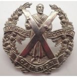 White metal Liverpool Scottish Camerons cap badge