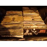 Record carry case containing approximately 200 rock singles