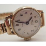 Ladies 9ct gold Avia wristwatch on Montal 1/5th rolled gold expanding bracelet