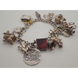 925 silver vintage charm bracelet with assorted 925 charms