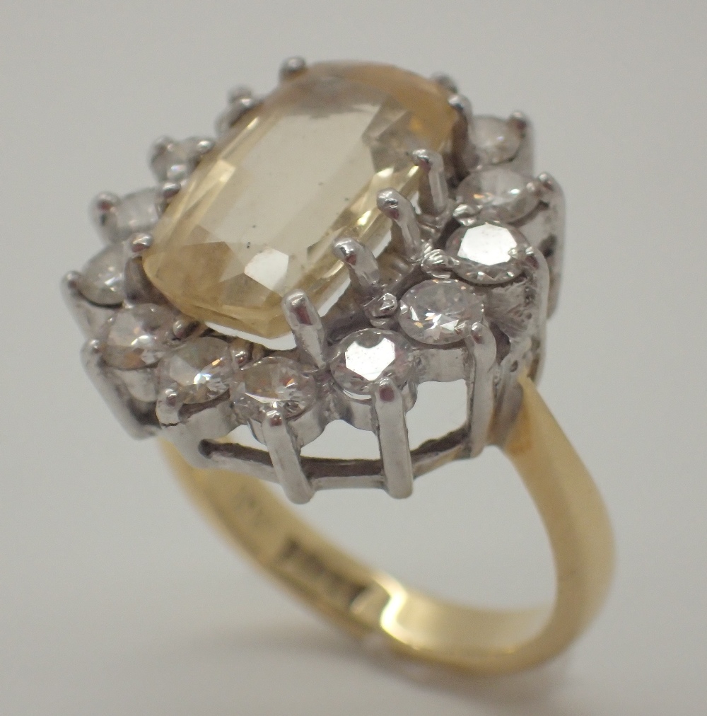 18ct gold diamond and topaz ring 7.