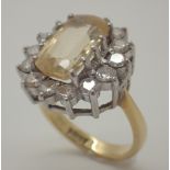 18ct gold diamond and topaz ring 7.