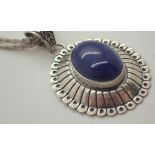 925 silver necklace and pendant with blue stone
