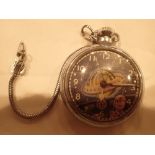 Dan Dare eagle comics style stainless steel pocket watch and chain CONDITION REPORT: