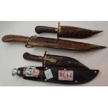 Three wooden sheathed Indian knives and an antler handled sheath knife CONDITION REPORT: