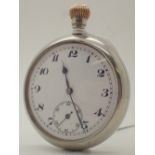 Open face crown wind military pocket watch movement marked NIDOR,