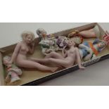 Box of ceramic pin cushion dolls etc