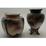 Two Hadleys Worcester vases one with arctic tern decoration