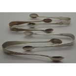 Four hallmarked silver sugar tongs