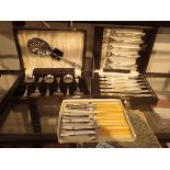 Boxed canteen of silver plated fish cutlery and other cutlery including Mappin and Webb