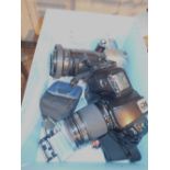 Nikon F70 an F65 cameras with Nikon 25-80 and Tamron 100-300