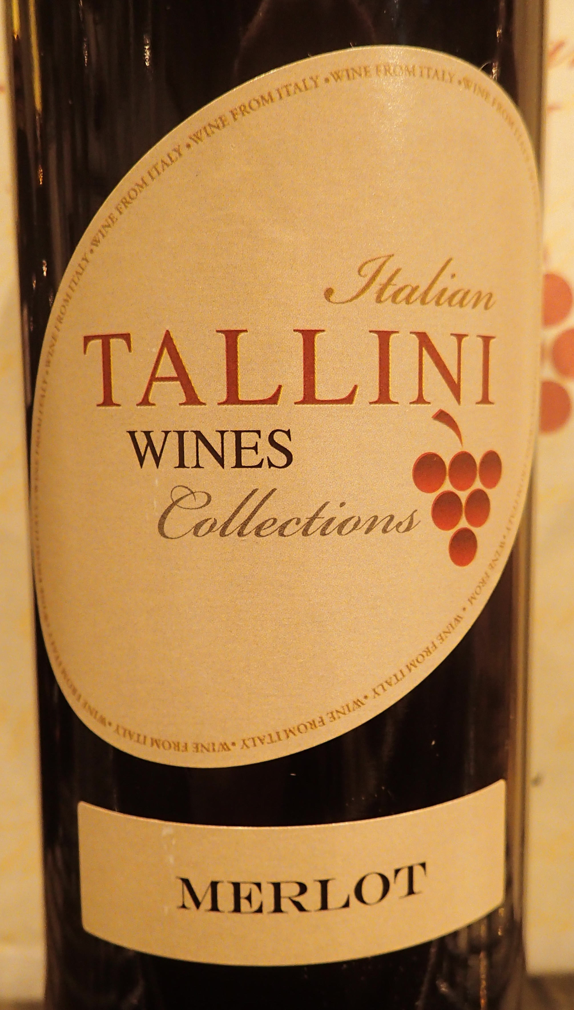 *** WITHDRAWN *** Case of six bottles of Italian Tallini Merlot wine CONDITION REPORT: