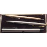 Three mixed pens including 14ct gold nibbed example