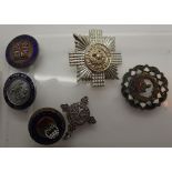 Box of silver and enamel military badges Cheshire corps Air Raid Warden South Wales Borderers +