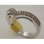 925 silver stone set wishbone ring size N/O