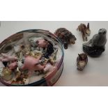 Collection of mixed miniature animal figurines including Beswick and Goebel