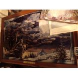 John Wayne framed and glazed moonlit reserve illuminated stained glass panorama limited edition 40