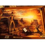 Framed and glazed limited edition 872 John Wayne True Spirit of the West illuminated glass panorama