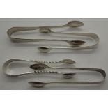 Four hallmarked silver tongs,